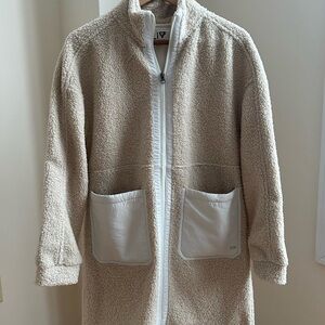 LIV Beige Sherpa Coat with White Accents
